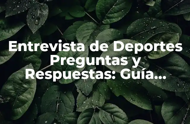 Entrevista de Deportes Preguntas y Respuestas: Guía Completa