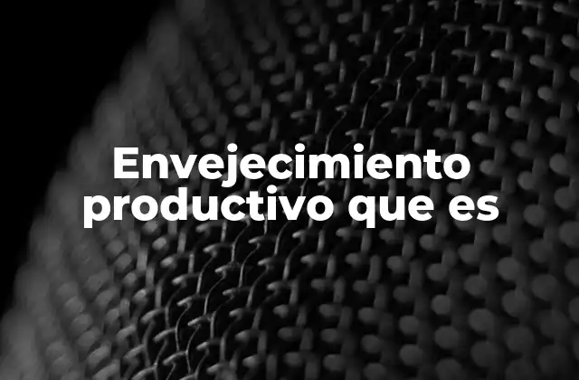 Envejecimiento Productivo que es