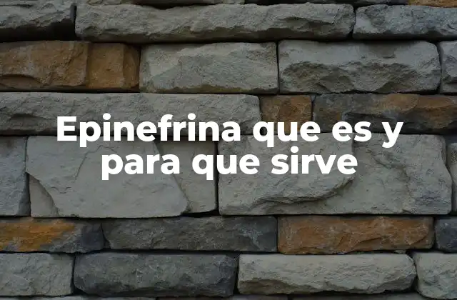 Epinefrina que es y para que Sirve