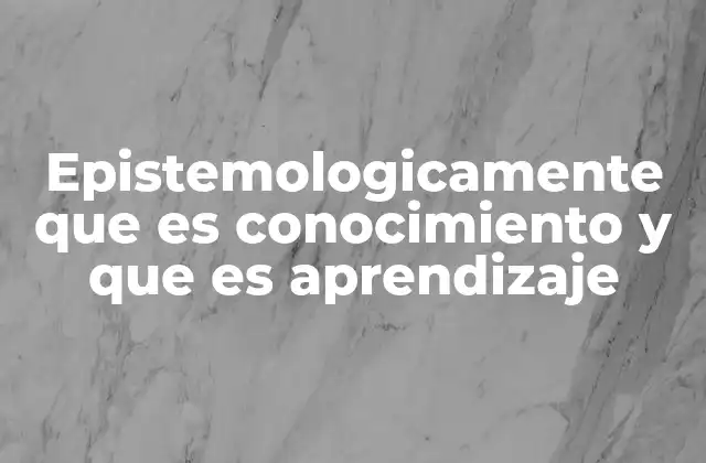 Epistemologicamente que es Conocimiento y que es Aprendizaje