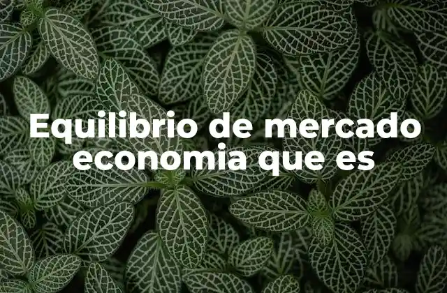 Equilibrio de Mercado Economia que es