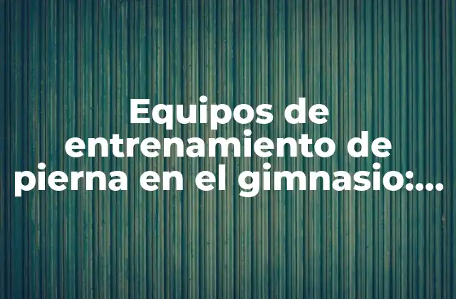 Equipos de Entrenamiento de Pierna en el Gimnasio: Guía Completa