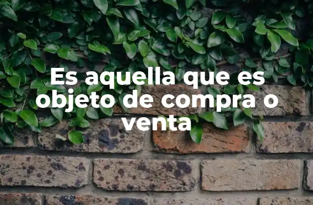 Es Aquella que es Objeto de Compra o Venta 2 La base del intercambio económico