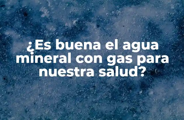 ¿es Buena el Agua Mineral con Gas para Nuestra Salud?