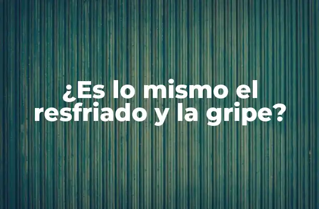 ¿es Lo Mismo el Resfriado y la Gripe?