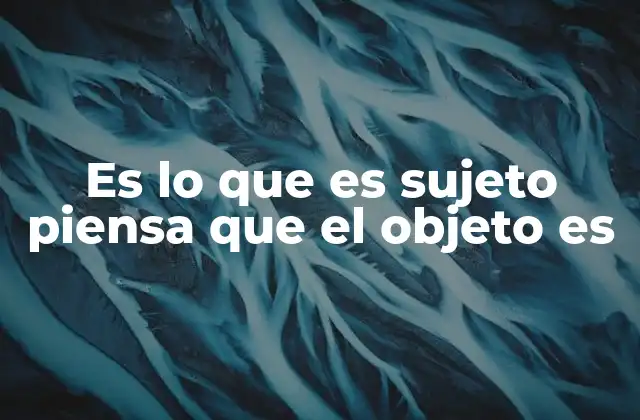 Es Lo que es Sujeto Piensa que el Objeto es