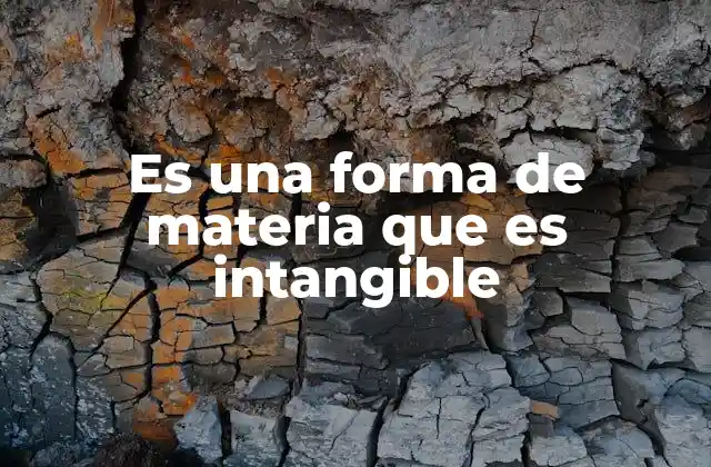 Es una Forma de Materia que es Intangible