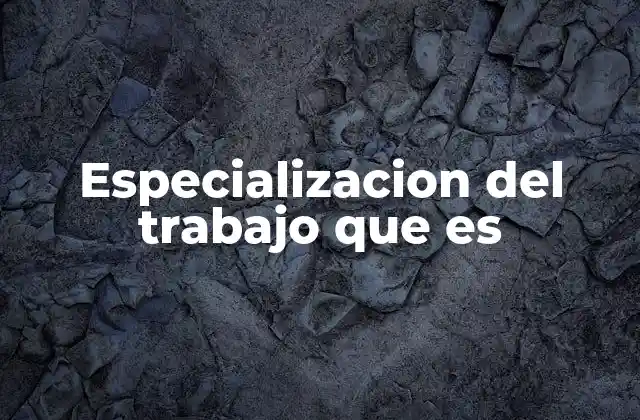 Especializacion Del Trabajo que es