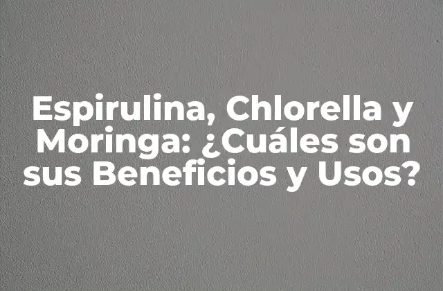 Espirulina, Chlorella y Moringa: ¿cuáles Son Sus Beneficios y Usos?
