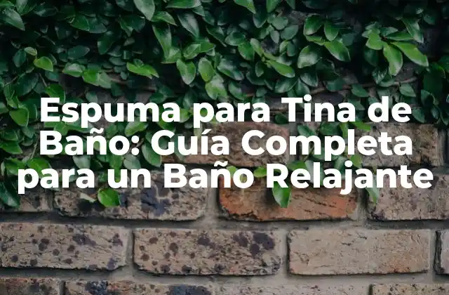 Espuma para Tina de Baño: Guía Completa para un Baño Relajante