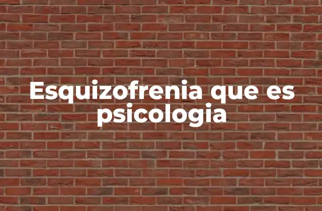 Esquizofrenia que es Psicologia