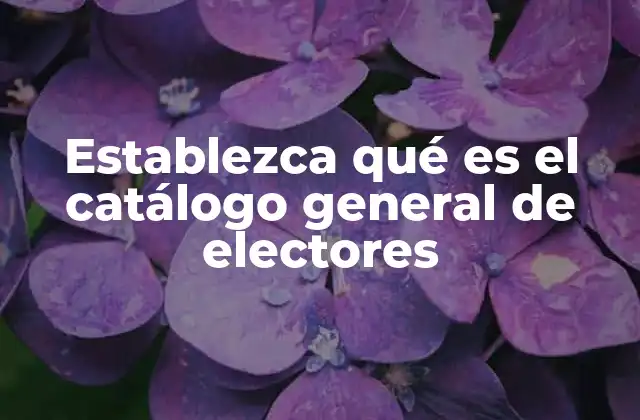 Establezca Qué es el Catálogo General de Electores