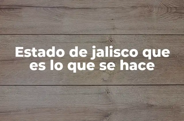 Estado de Jalisco que es Lo que Se Hace