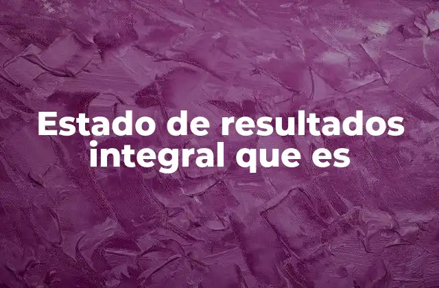 Estado de Resultados Integral que es