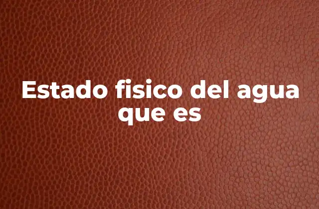 Estado Fisico Del Agua que es