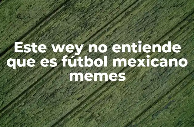 Este Wey No Entiende que es Fútbol Mexicano Memes