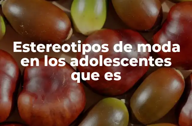 Estereotipos de Moda en los Adolescentes que es