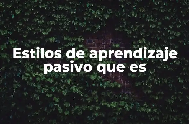 Estilos de Aprendizaje Pasivo que es