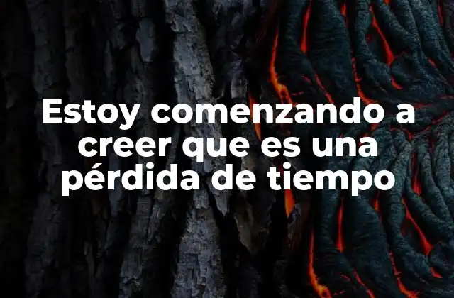 Estoy Comenzando a Creer que es una Pérdida de Tiempo