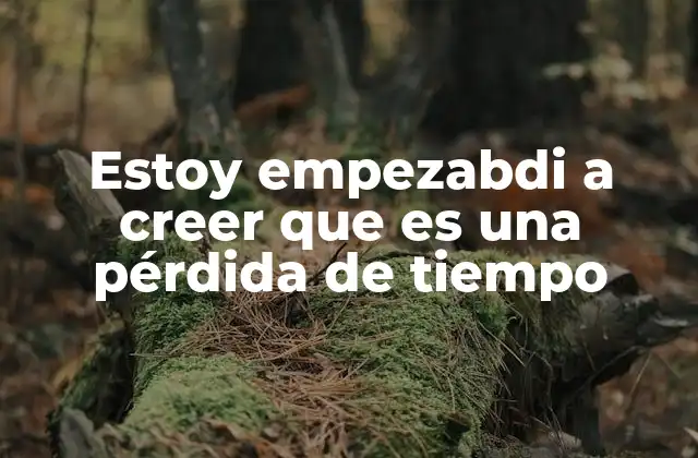 Estoy Empezabdi a Creer que es una Pérdida de Tiempo