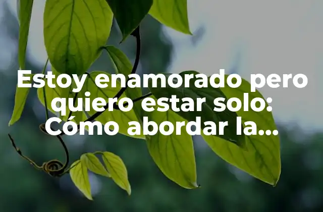 Estoy Enamorado pero Quiero Estar Solo: Cómo Abordar la Confusión Emocional