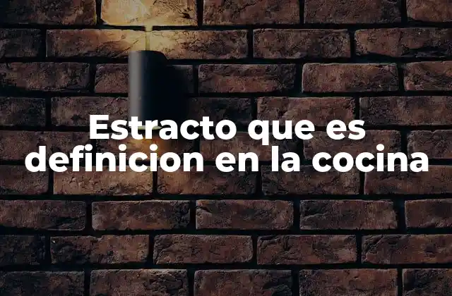 Estracto que es Definicion en la Cocina
