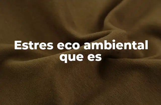 Estres Eco Ambiental que es
