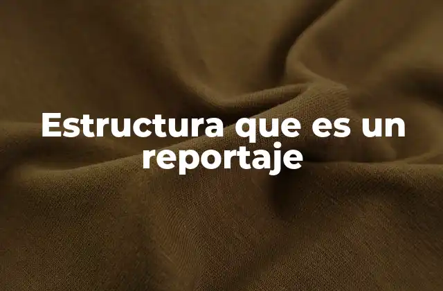 Estructura que es un Reportaje 2 La importancia de una buena organización en la narración periodística