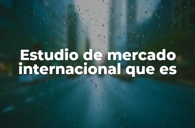 Estudio de Mercado Internacional que es