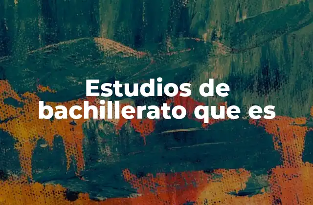 Estudios de Bachillerato que es
