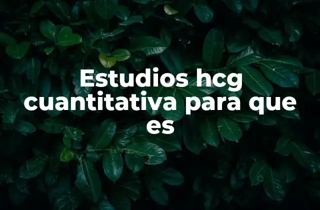 Estudios Hcg Cuantitativa para que es