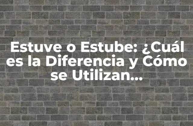 Estuve o Estube: ¿cuál es la Diferencia y Cómo Se Utilizan Correctamente?