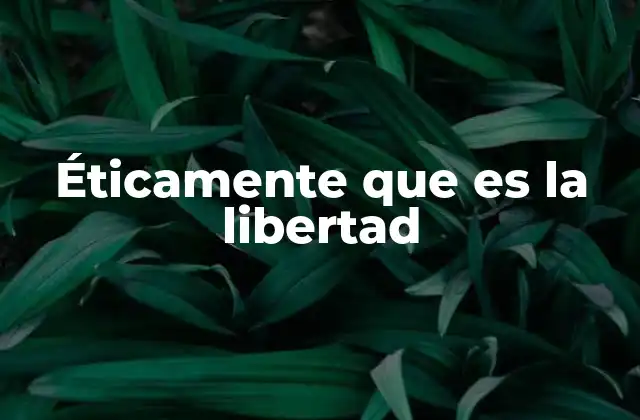 Éticamente que es la Libertad