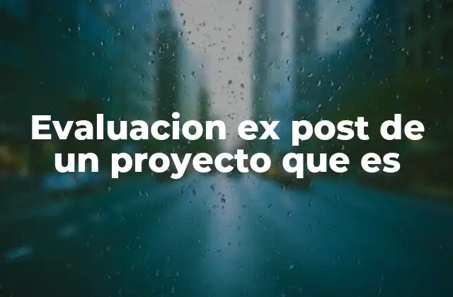 Evaluacion Ex Post de un Proyecto que es