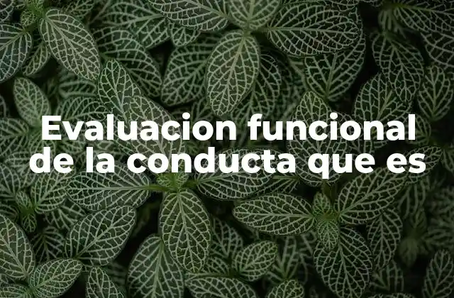Evaluacion Funcional de la Conducta que es