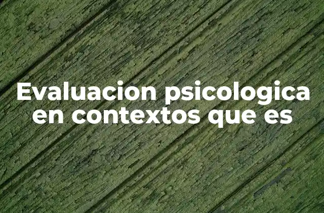 Evaluacion Psicologica en Contextos que es