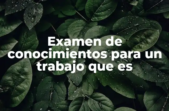 Examen de Conocimientos para un Trabajo que es