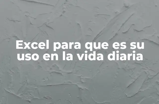 Excel para que es Su Uso en la Vida Diaria