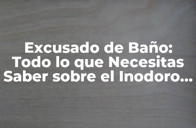 Excusado de Baño: Todo Lo que Necesitas Saber sobre el Inodoro Perfecto