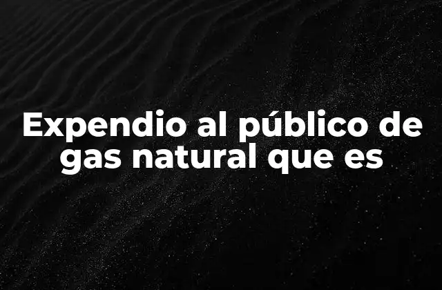 Expendio Al Público de Gas Natural que es