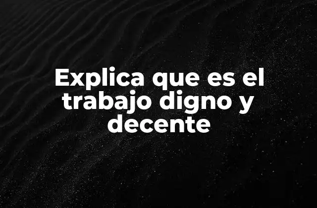 Explica que es el Trabajo Digno y Decente