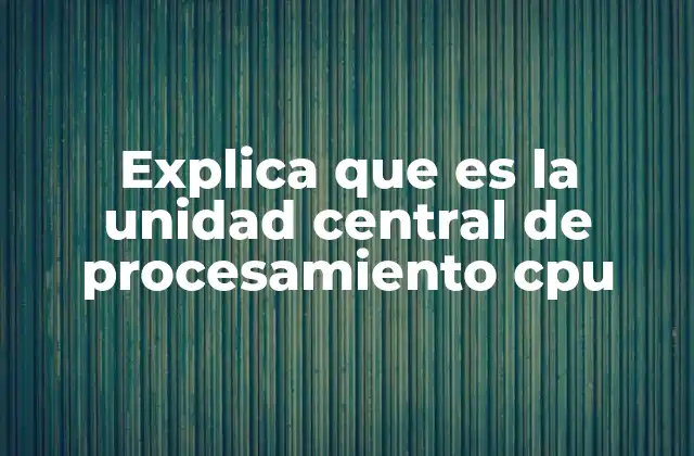 Explica que es la Unidad Central de Procesamiento Cpu