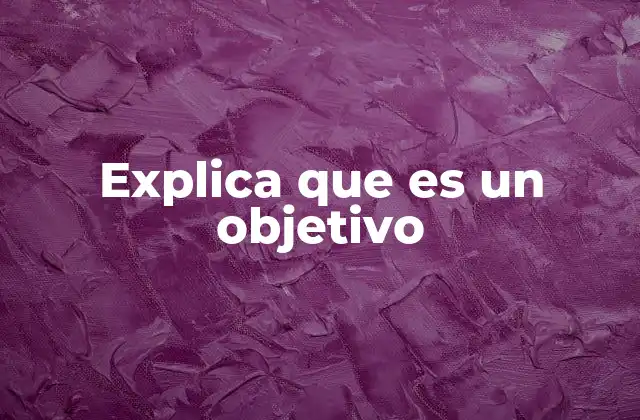 Explica que es un Objetivo 2 La importancia de tener metas claras en la vida