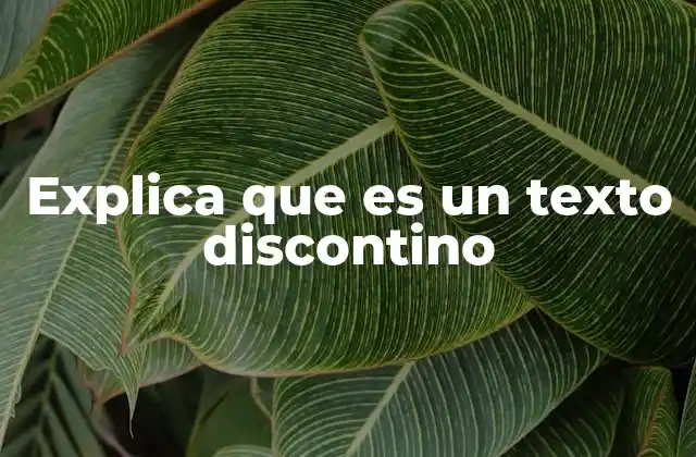 Explica que es un Texto Discontino