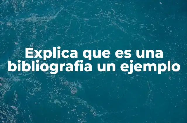 Explica que es una Bibliografia un Ejemplo
