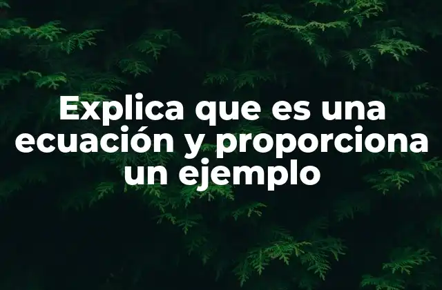 Explica que es una Ecuación y Proporciona un Ejemplo