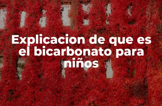 Explicacion de que es el Bicarbonato para Niños