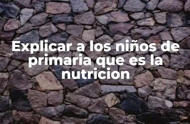 Explicar a los Niños de Primaria que es la Nutricion