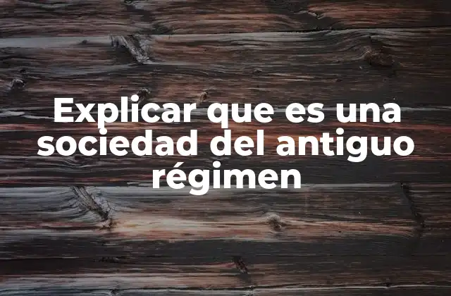 La estructura social antes de la modernidad