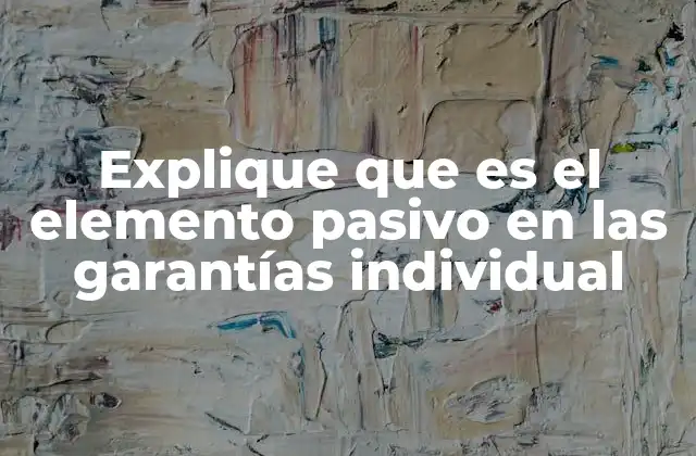 Explique que es el Elemento Pasivo en las Garantías Individual